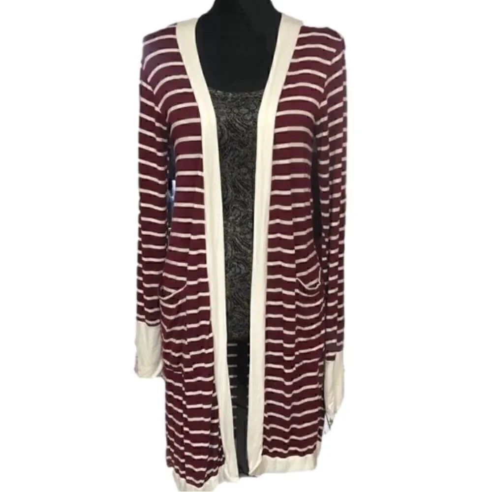 Stripe Midi Open Cardigan